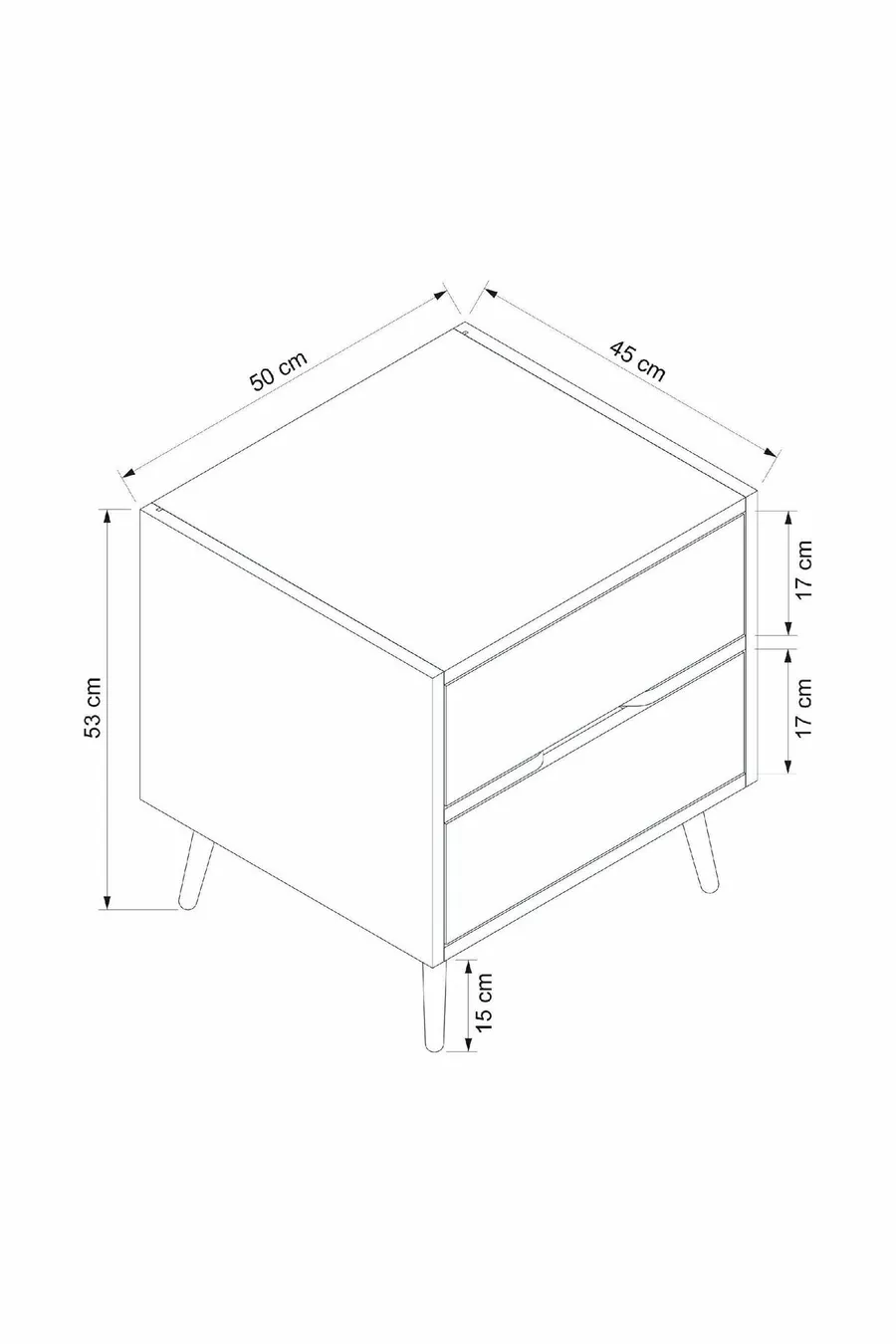 Elina Bedside Table with 2 Drawers - Gold/Anthracite
