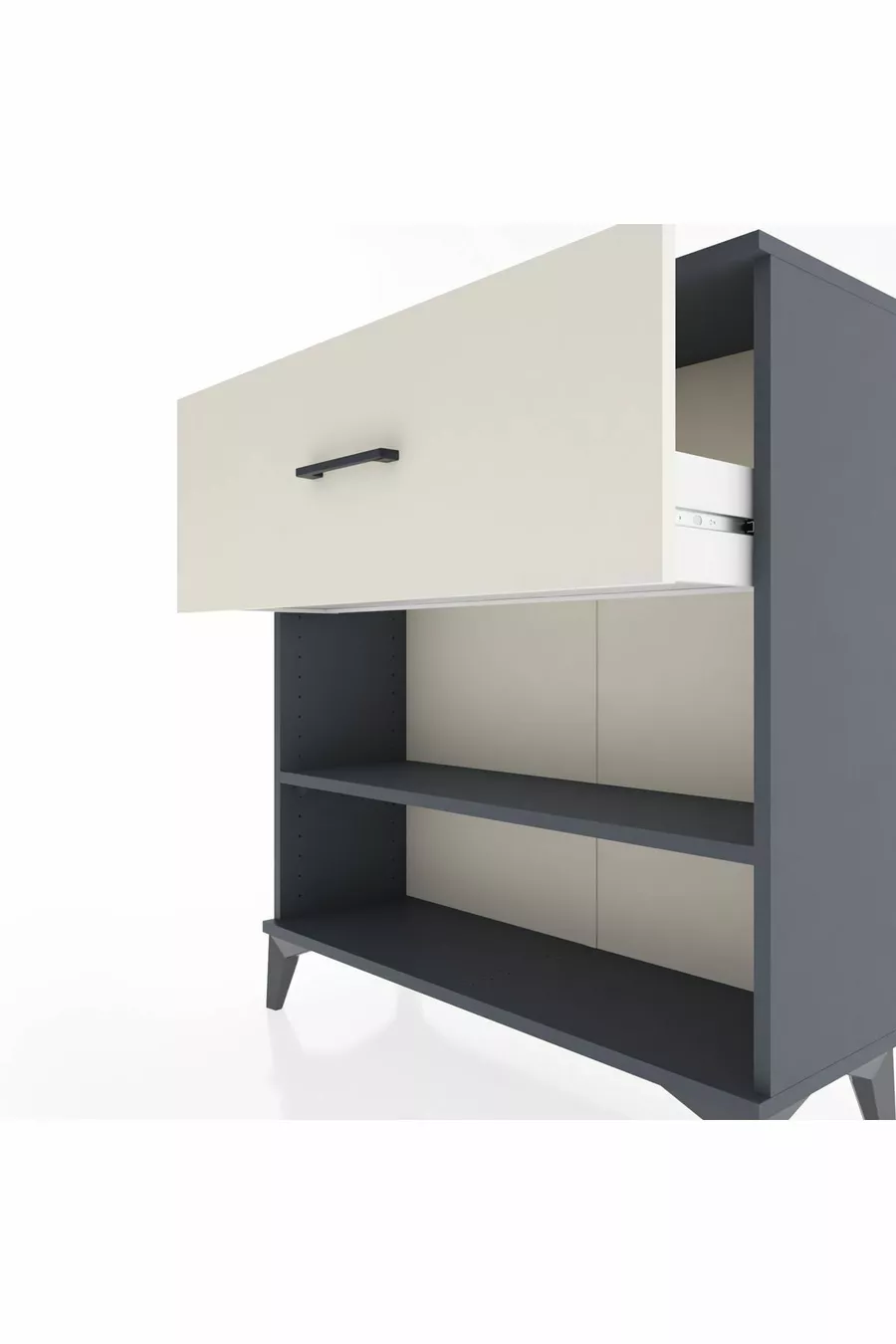 Commode Arges à une étagère et un tiroir, anthracite-pierre de lune