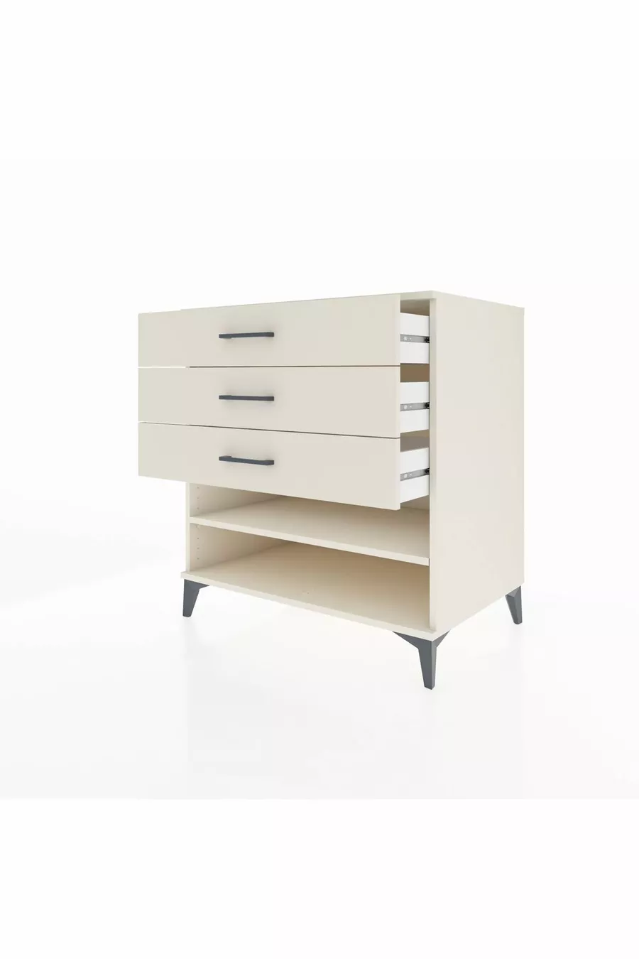 Commode Kronos à une étagère et 3 tiroirs Pierre de lune-Pierre de lune