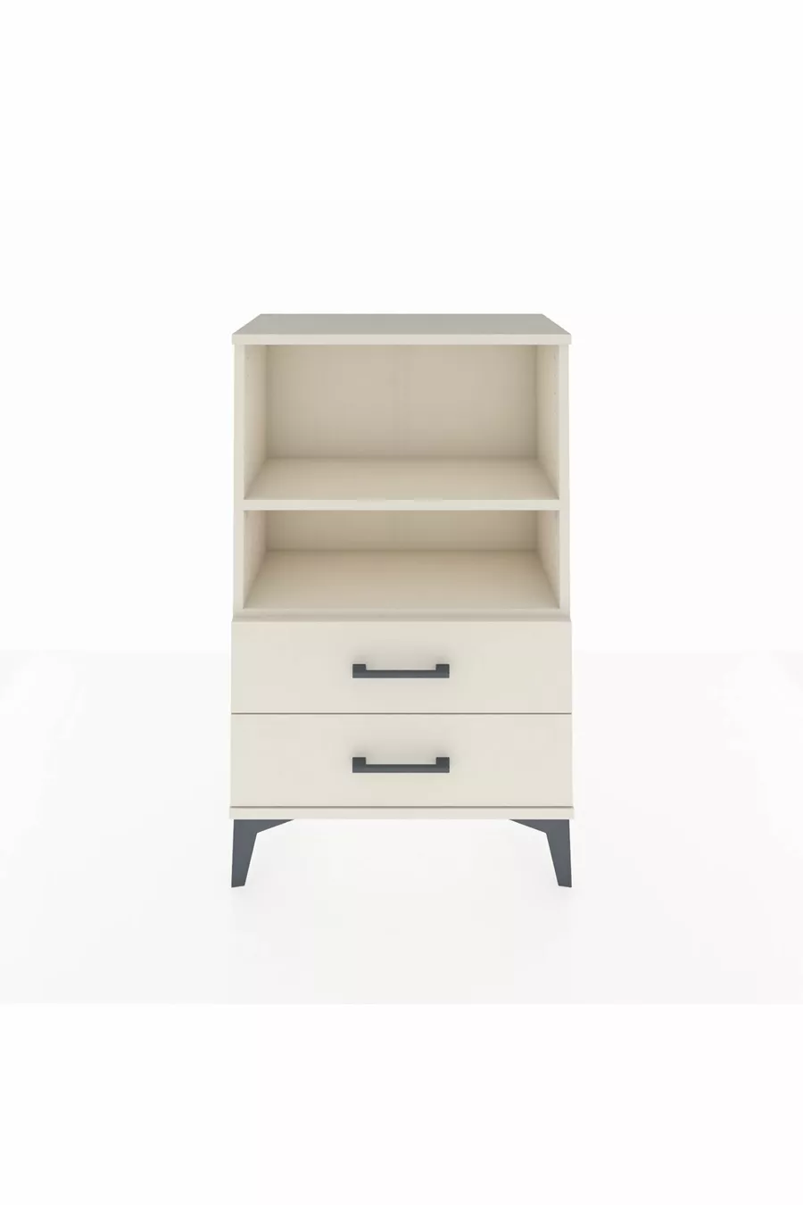 Table de chevet Arges avec 2 étagères et 2 tiroirs, couleur quartz