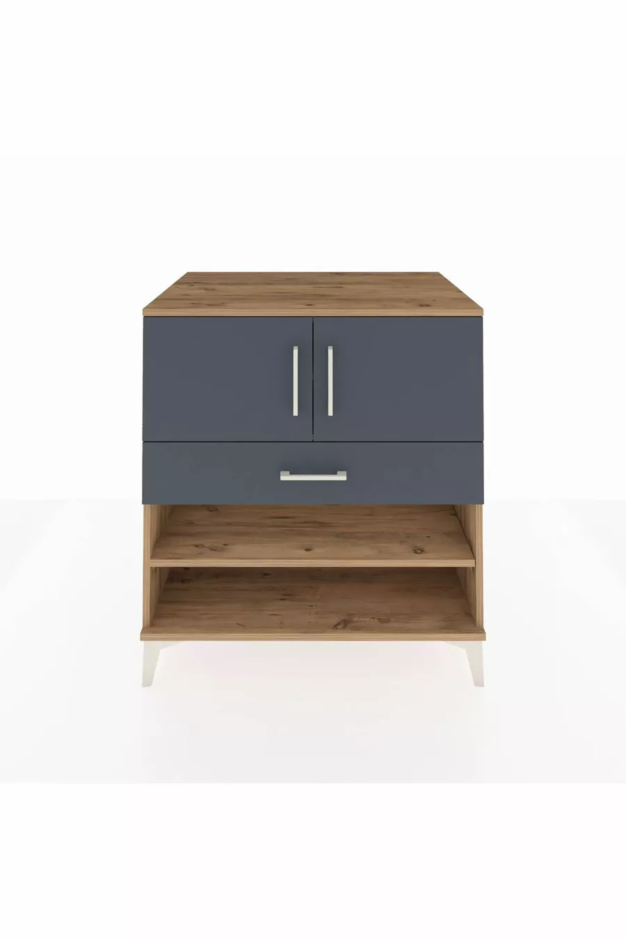 Commode Kronos 3 étagères 1 tiroir 2 portes Pin-Anthracite