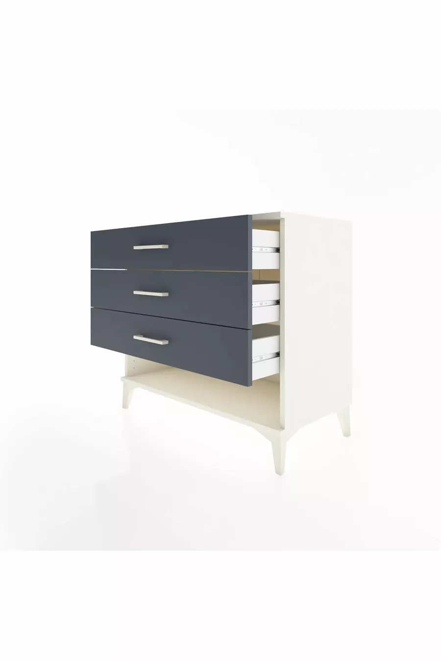 Commode Hyperion 3 tiroirs Pierre de lune-Anthracite