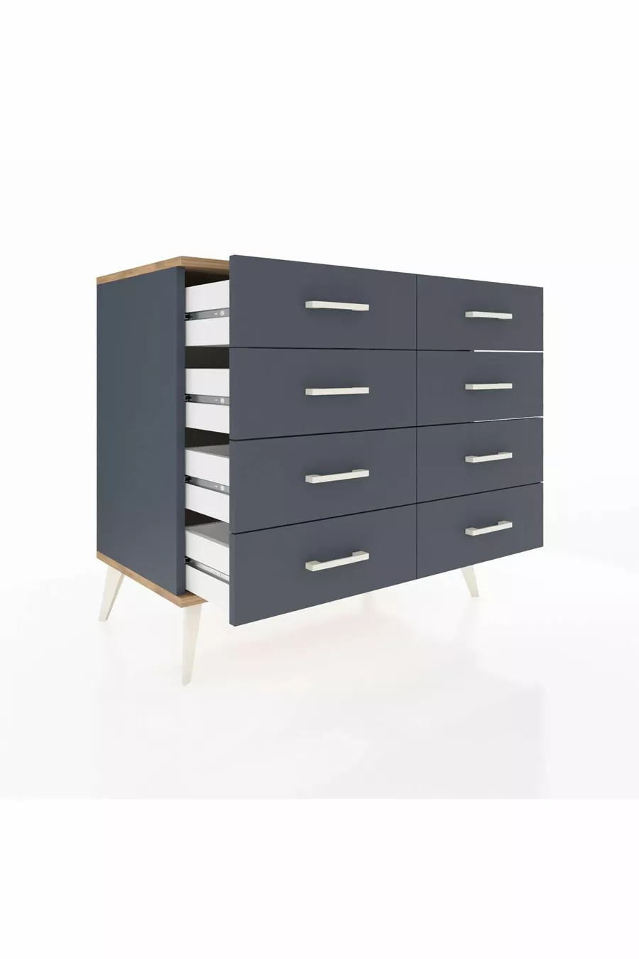 Commode Hyperion 8 tiroirs Anthracite-Cèdre/Anthracite