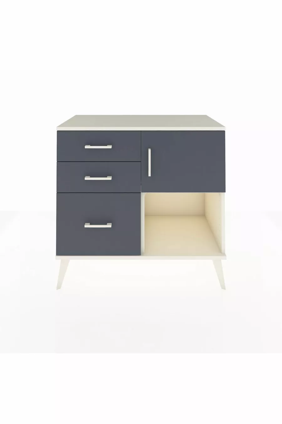 Commode Hyperion à une étagère, 3 tiroirs, 1 porte, Pierre de Lune-Anthracite