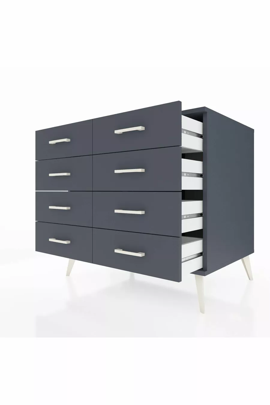 Commode Kronos 8 tiroirs Anthracite-Anthracite