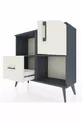 Commode Arges avec 2 étagères, 1 tiroir et 1 porte, Anthracite-Pierre de lune