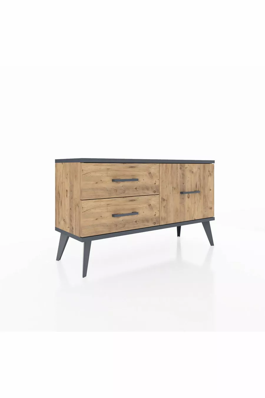 Commode Arges 3 étagères Pin-Anthracite/Pin