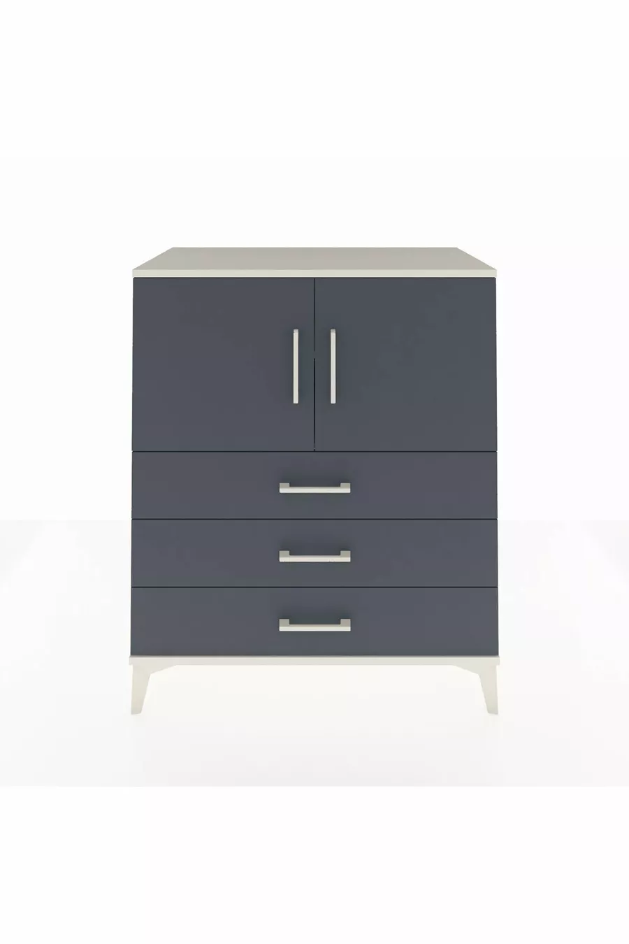 Commode Hyperion avec 2 étagères, 3 tiroirs et 2 portes, Pierre de Lune-Anthracite