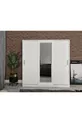 Armadio con specchio scorrevole in MDF Samira, bianco - MDF di prima qualità completa