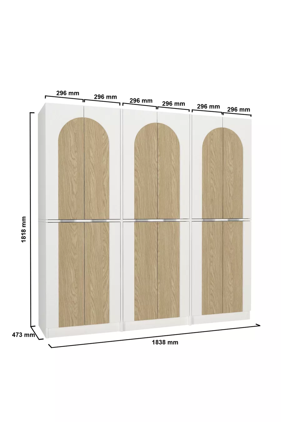 Armoire Poy à 6 portes -  cm H,  cm L - Armoire pour chambre d'enfant et chambre à coucher
