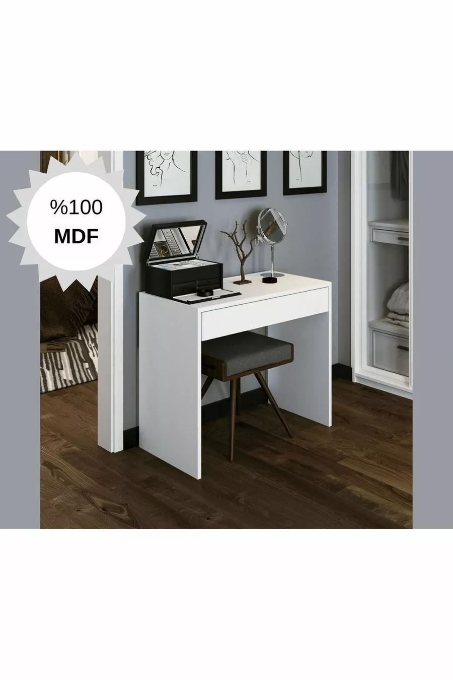 Косметический столик MDF Arya Novella Mode с ящиками, белый