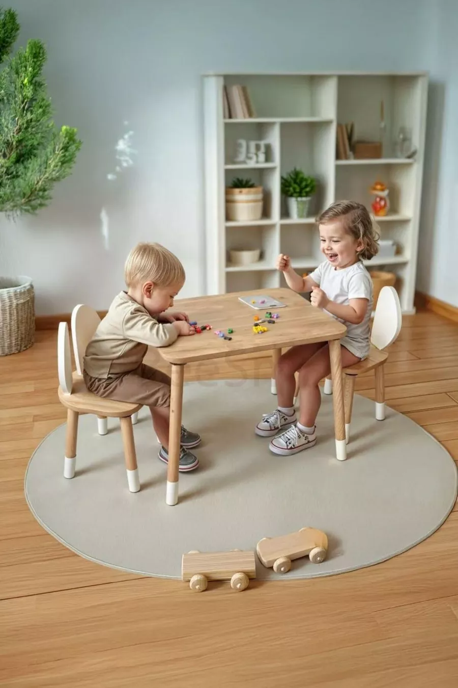 Table 2 Chaises Table d'Activité Montessori pour Enfants Jeux et Études