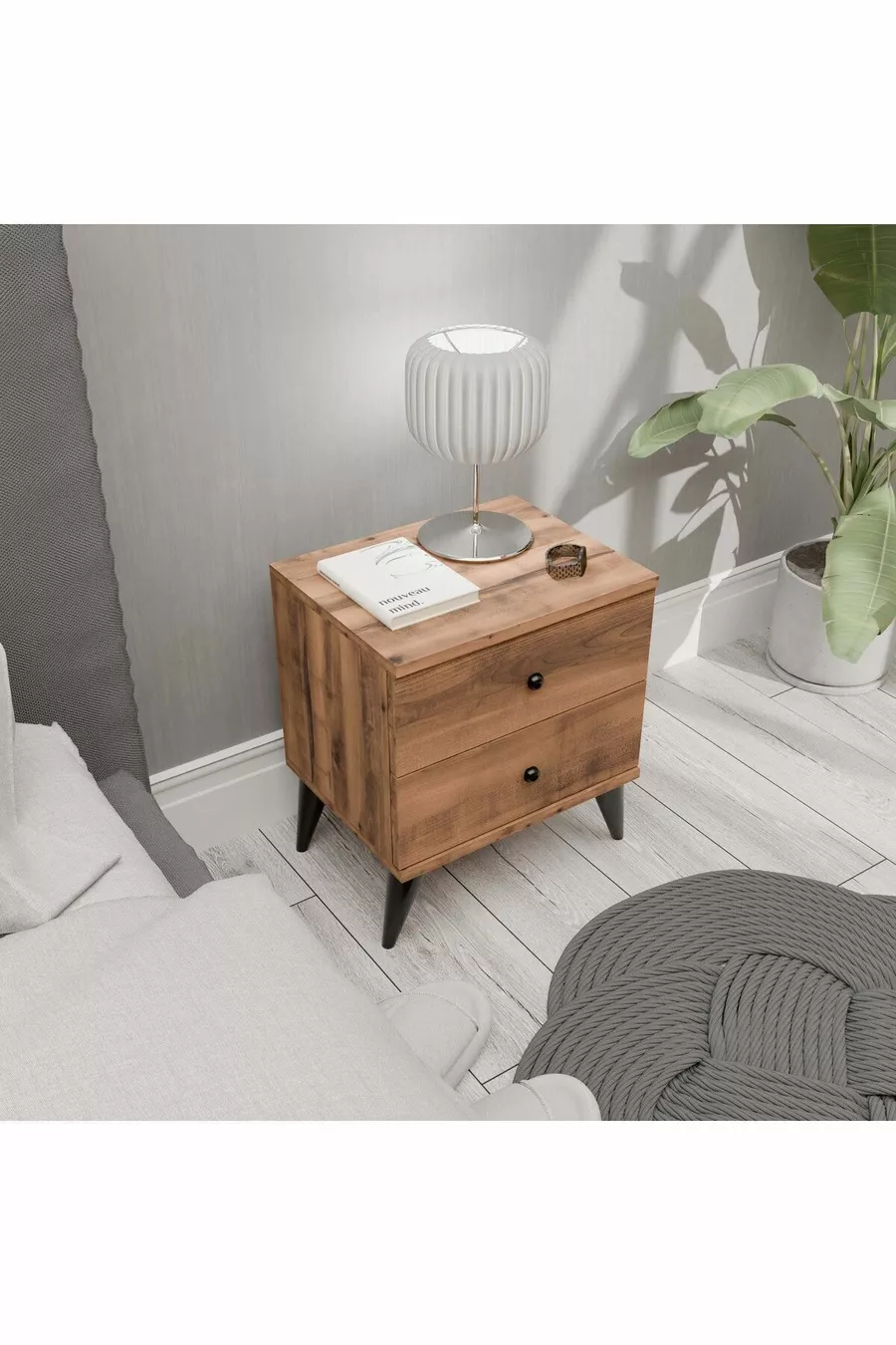 TABLE DE CHEVET MONA 2 TIROIRS HAT