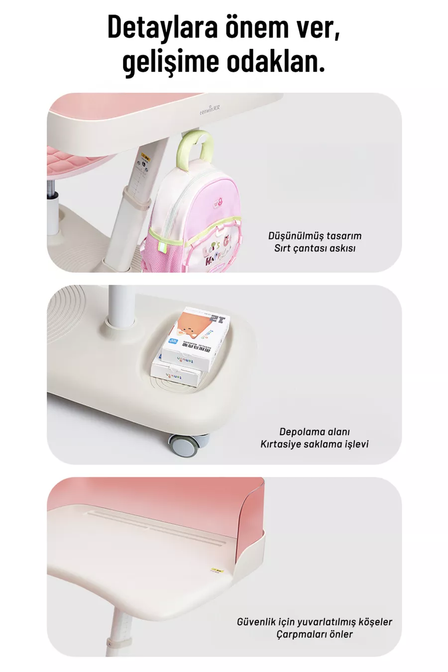 Plus Mobil Çalışma masası Pembe