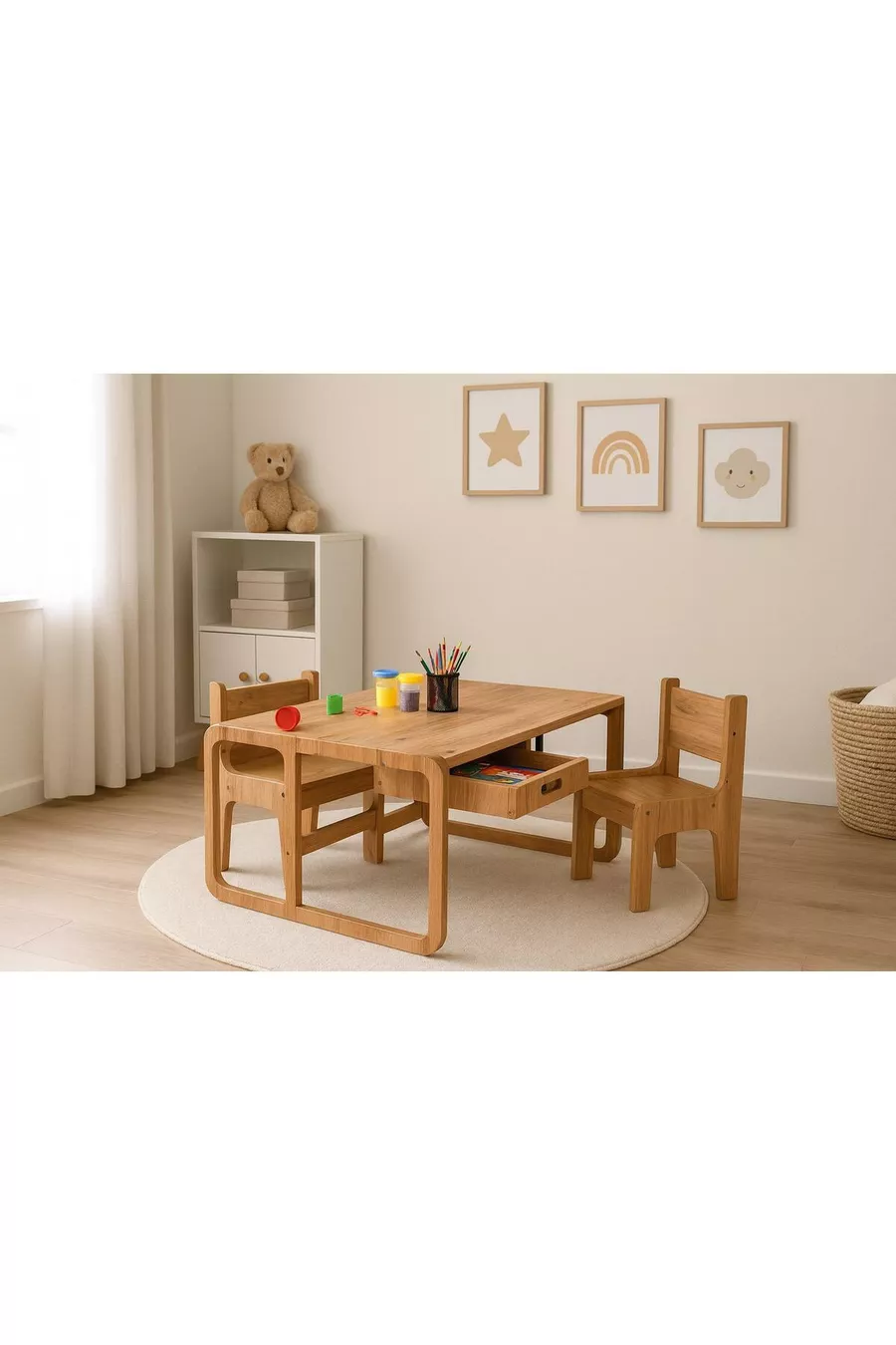 Table de jeux et d'activités pour enfants - Table de travail et de pâte à modeler - 2 chaises - MDF - x x cm