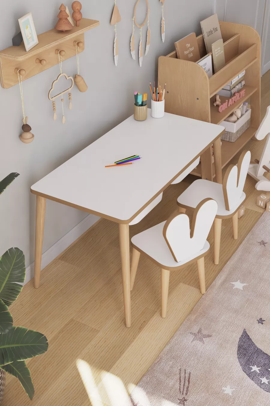 Table d'activités pour enfants avec 2 chaises et tiroir