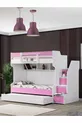 Lits superposés Ranza, courageux avec petit lit - Rose, 3 matelas confort