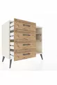 Commode Hyperion 2 étagères 4 tiroirs Pierre de lune-Pin