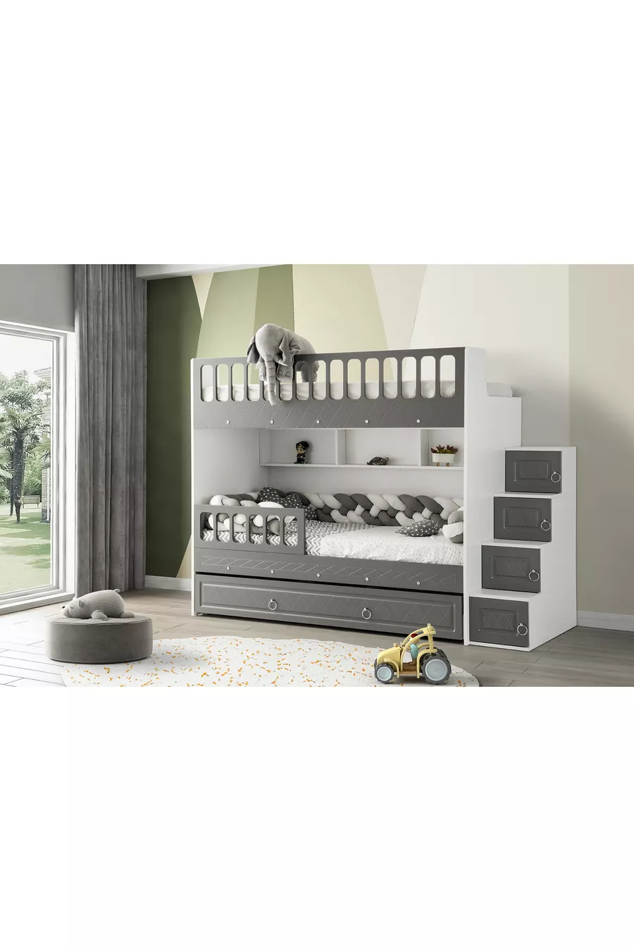 Zümrüt Ranza / Include 2 letti a soppalco con molle in bambù / % MDF