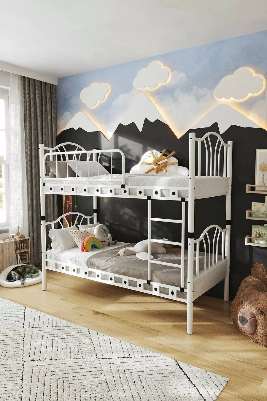 Bella Chambre d'Enfant avec Lit Superposé et Lit Métallique