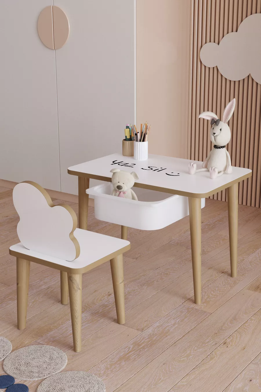Enfant Table Chaise avec Tiroir Effaçable Jeu Activité 1 Table 1 Chaise 1 Tiroir