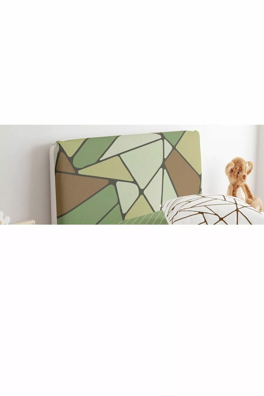 Housse de tête de lit de base Chambre d'adolescent Tons verts Motif géométrique