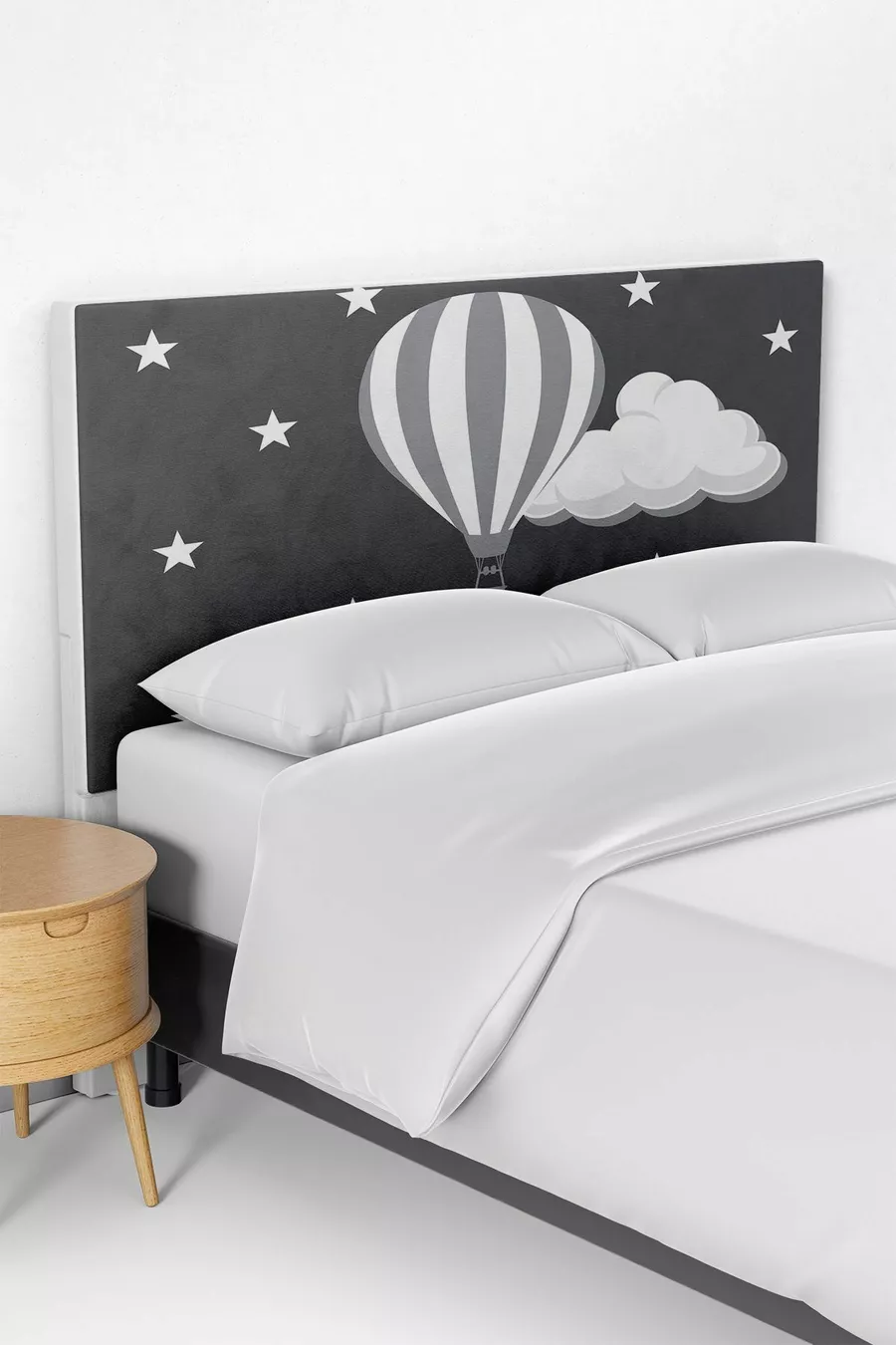 Housse de tête de lit pour lit coffre de chambre d'enfant avec ballons gris
