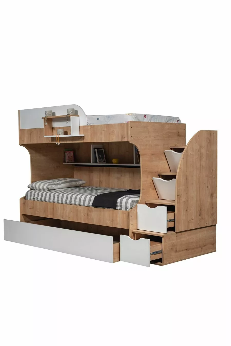 Lits superposés Aura avec tiroirs pour enfants - 2 matelas Comfort