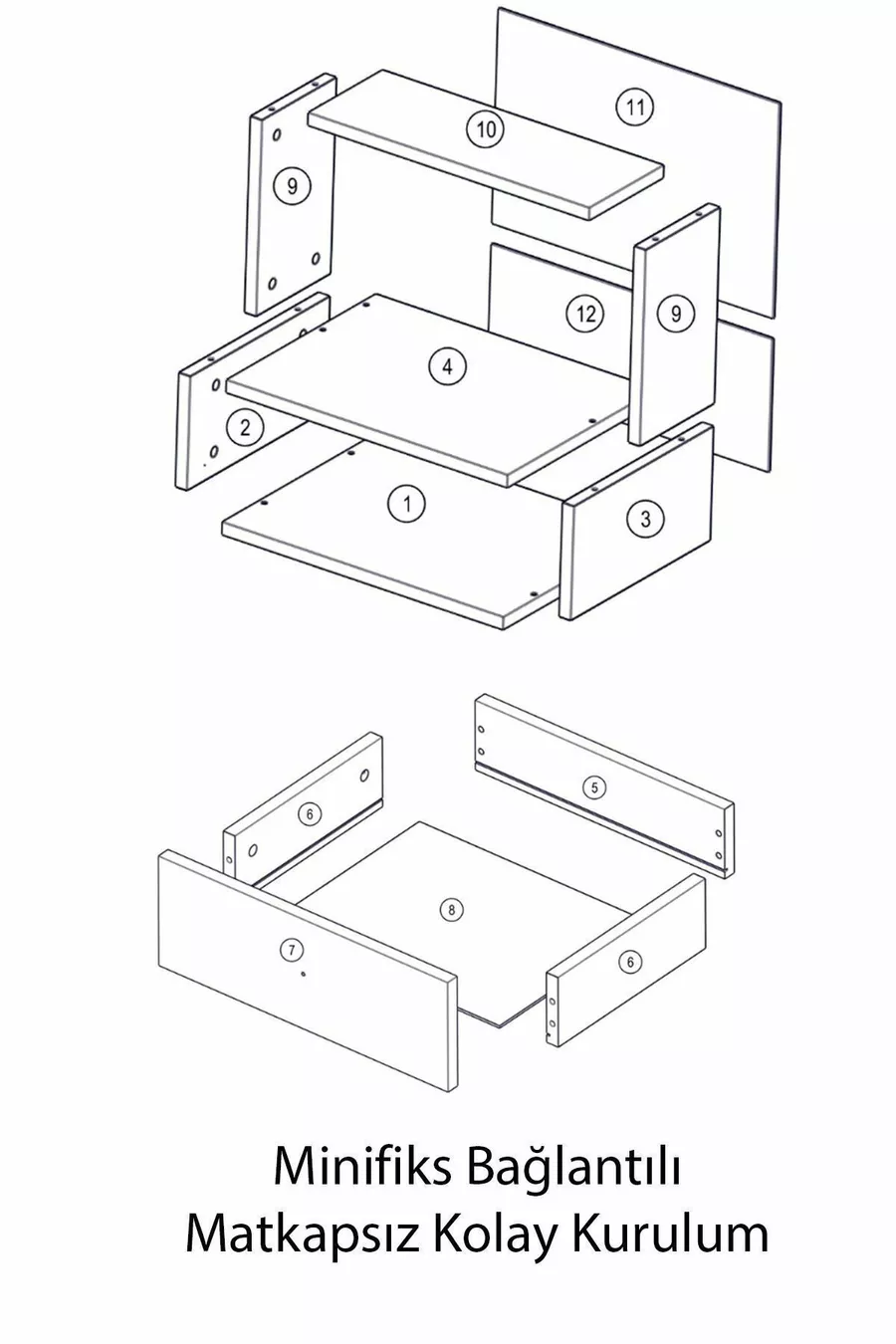 Table de chevet brillante blanche avec tiroirs et étagères pour chambre à coucher