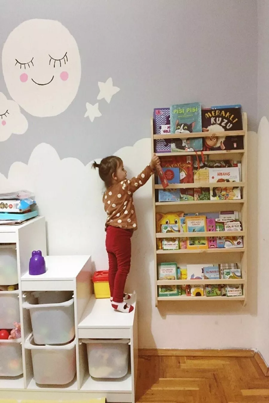 Montessori Boekenkast Kinderkamer Educatieve Boekenkast Babykamer Houten Wandplank  Cm