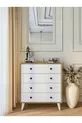 Commode Marbella Blanc brillant - marron 4 tiroirs Commode de style campagnard en bois