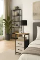 Table de chevet métallique avec 2 étagères, tiroir en cuir et organisateur pour chambre à coucher