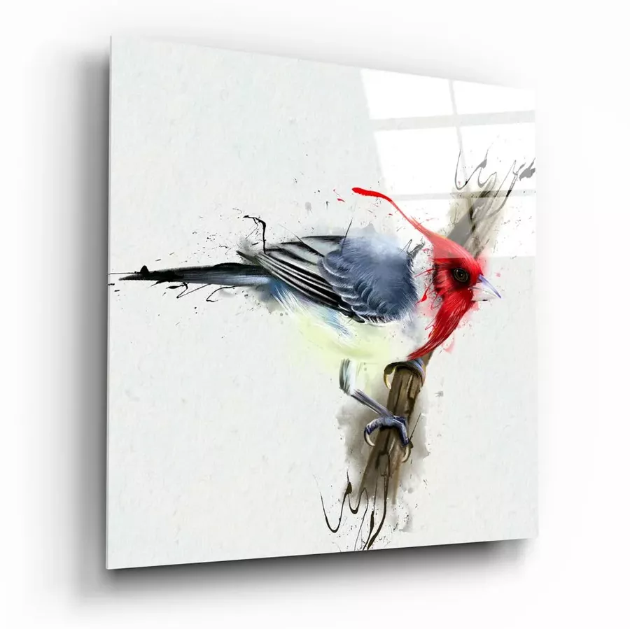 Peinture sur verre imprimée d'oiseau rouge