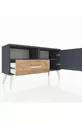 Commode Arges 2 étagères avec 1 tiroir et 1 porte, Anthracite/Anthracite/Pin