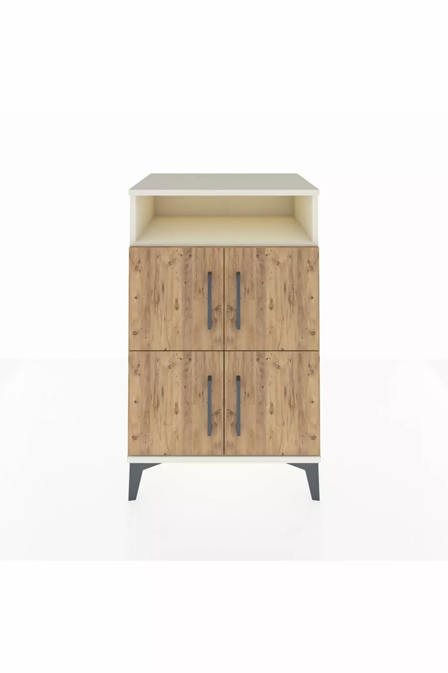 Commode Hyperion à 2 étagères et 4 portes, Pierre de Lune-Pin
