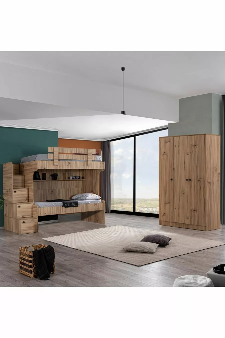 Lits superposés, Lit superposé Viva 2 places avec armoire 3 portes + 2 matelas confort