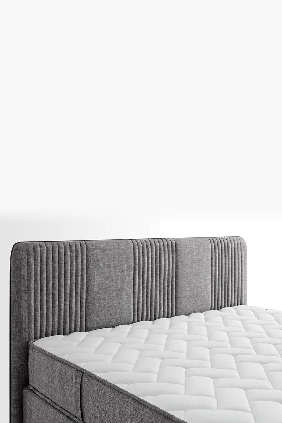 Ensemble Lit Wool Sense - Sommier - Tête de Lit - Gris Foncé