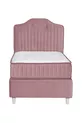 Ensemble de lit Royal Lux avec sommier coffre et tête de lit, matelas à ressorts, rose