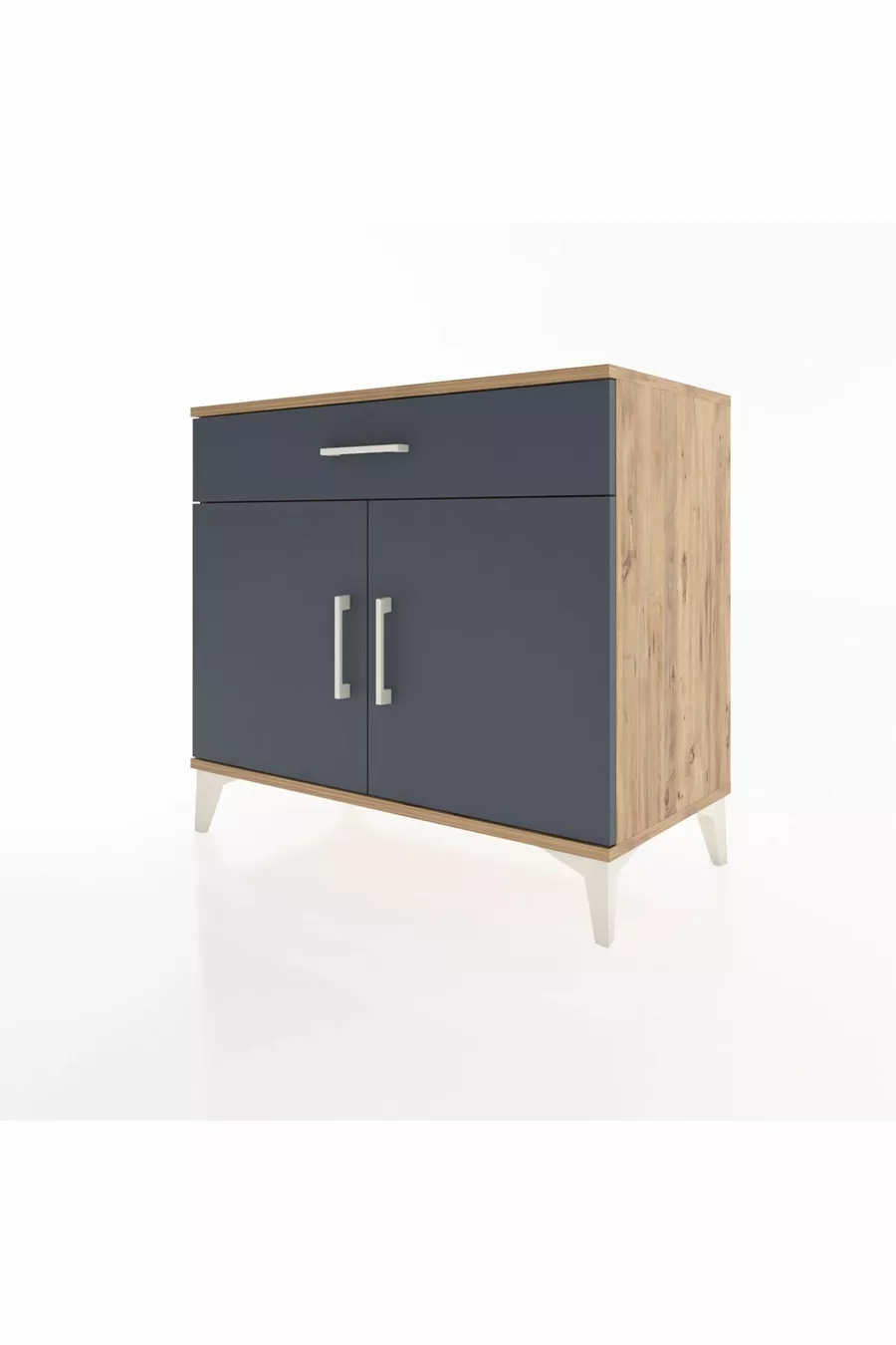Commode Hyperion à une seule tiroir et 2 portes, pin-anthracite