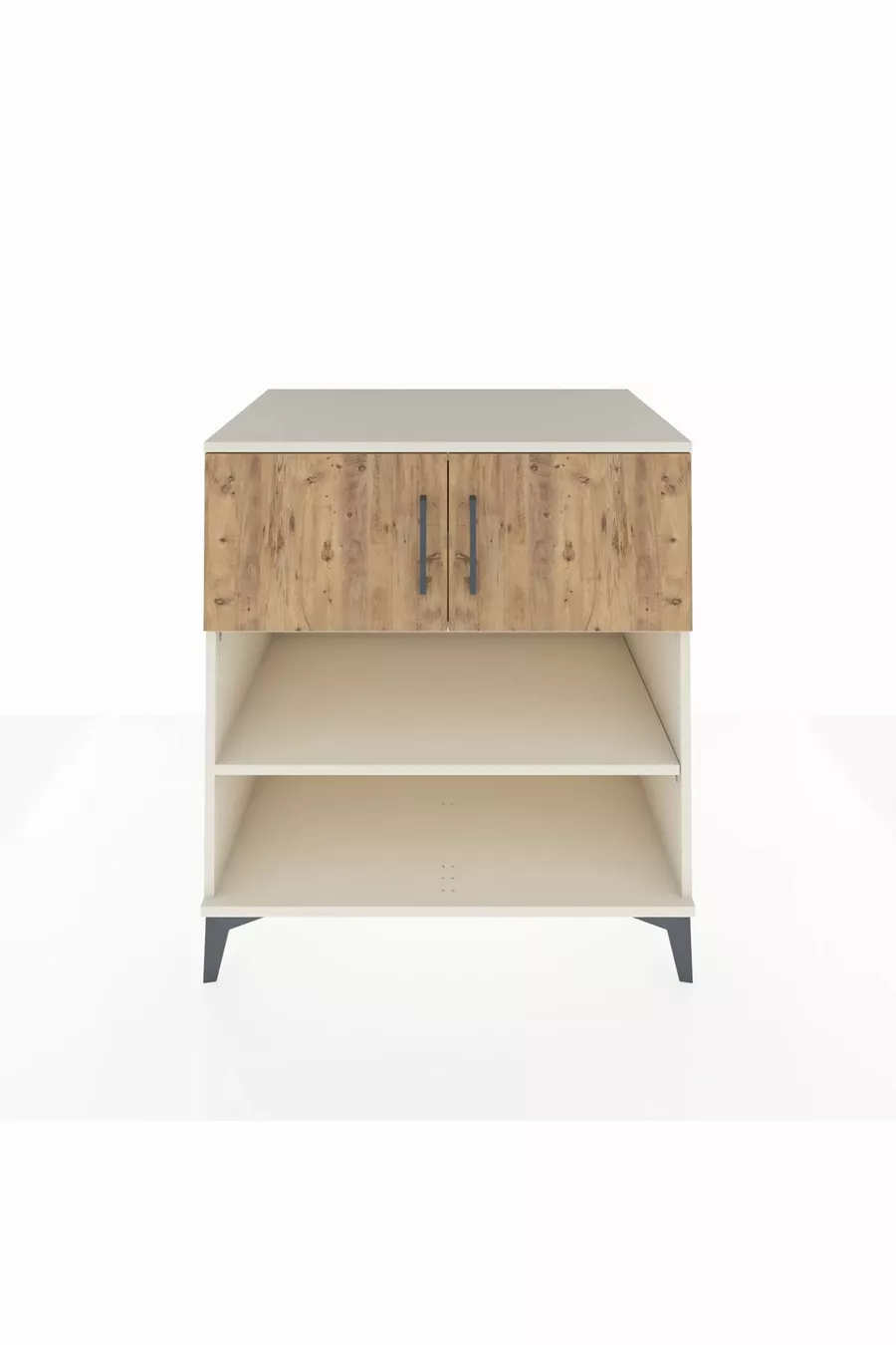 Commode Kronos 3 étagères 2 portes Pierre de Lune-Épicéa