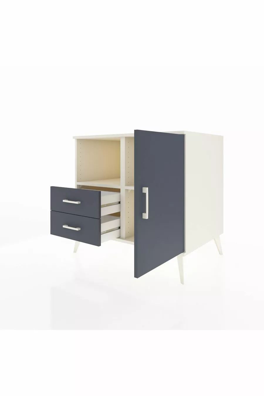 Kronos Dressoir met 2 Planken, 2 Lades en 1 Deur, Agaat-Antraciet