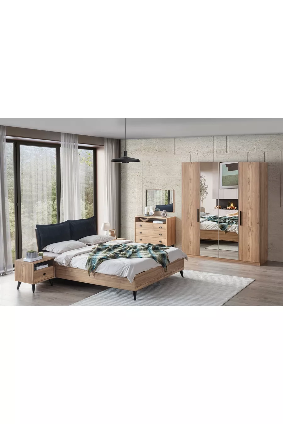 ENSEMBLE DE CHAMBRE À COUCHER ETİ, 4 PORTES, AVEC MIROIR
