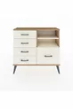 Commode Arges 2 étagères 5 tiroirs Pin-Pierre de lave