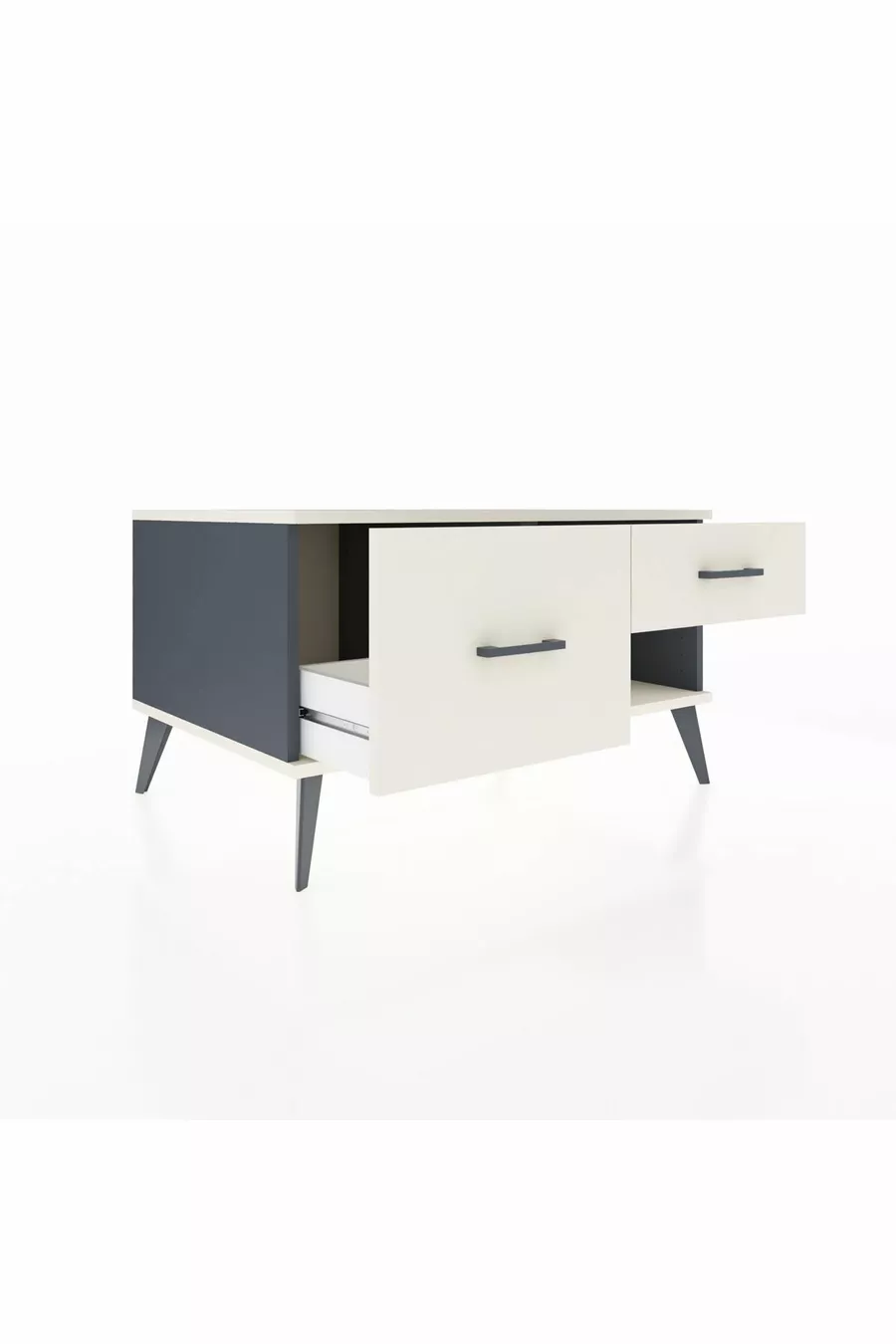 Commode Kronos 2 tiroirs Anthracite-Pierre de lune