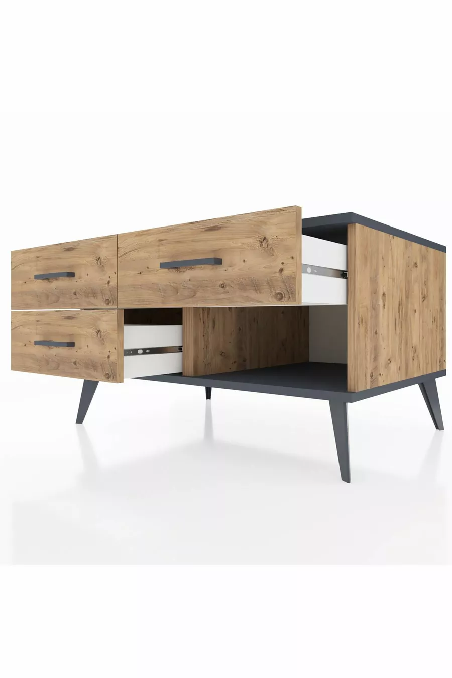 Commode Kronos 3 tiroirs Pin-Anthracite/Pin