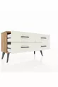 Commode Arges 4 étagères Pin-Pin/Pierre d'ardoise