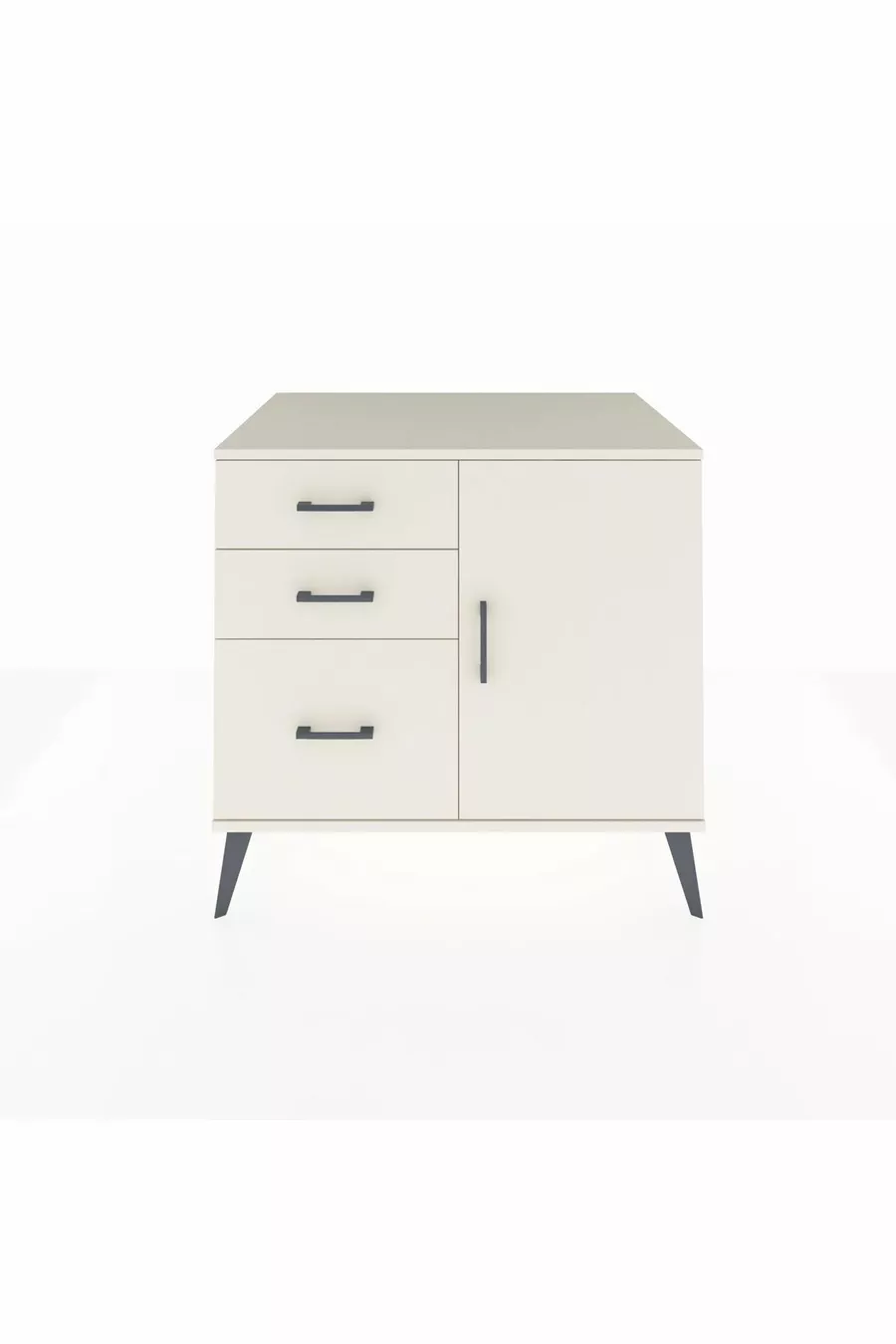Kronos Dresser with Single Shelf, 3 Drawers, Single Door Moonstone-Moonstone