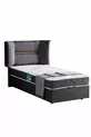 Set double Lisbon, ensemble tête de lit pour lit simple, anthracite