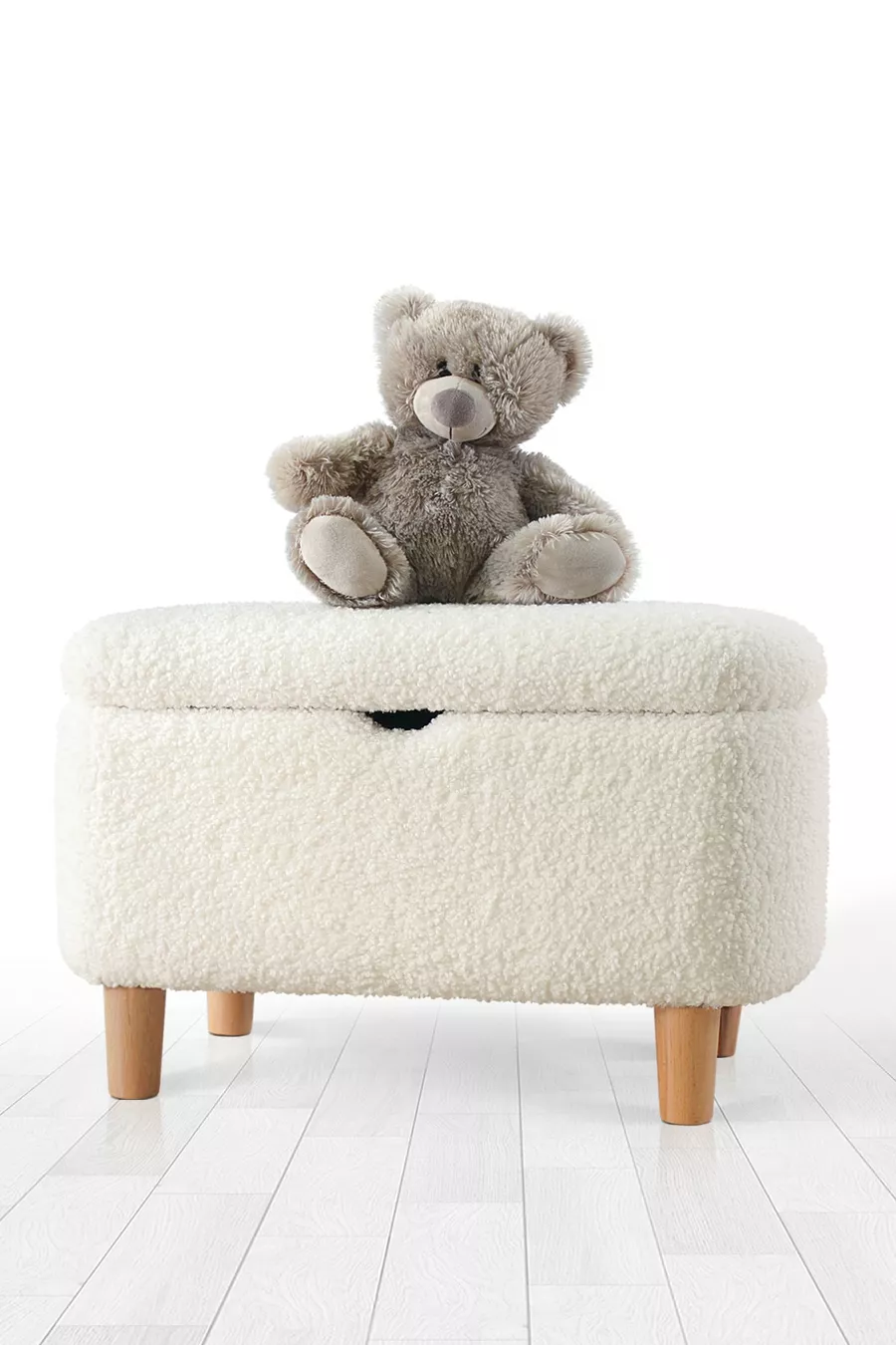 Pouf pour enfant Yomme avec rangement - blanc Teddy