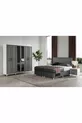 Ensemble de chambre à coucher complet en MDF Sport avec 6 portes, anthracite-blanc, incluant le sommier